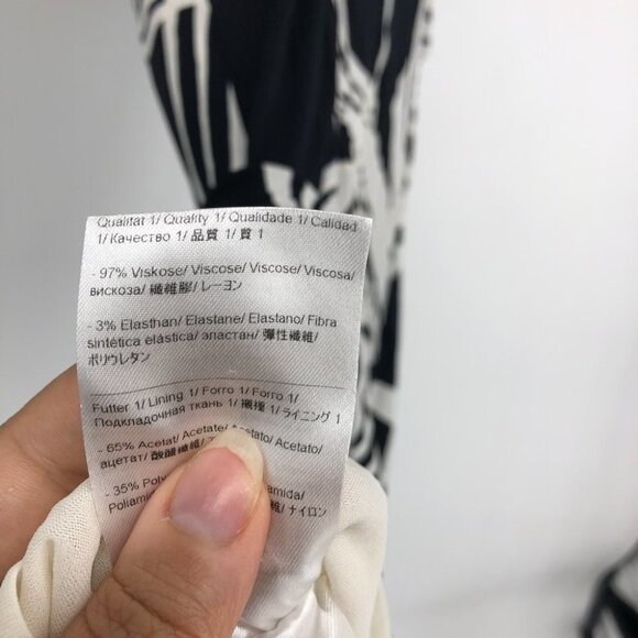 Escada Dido black & white print sleeveless Twisted faux wrap midi dress 34 (SP) - Picture 12 of 15